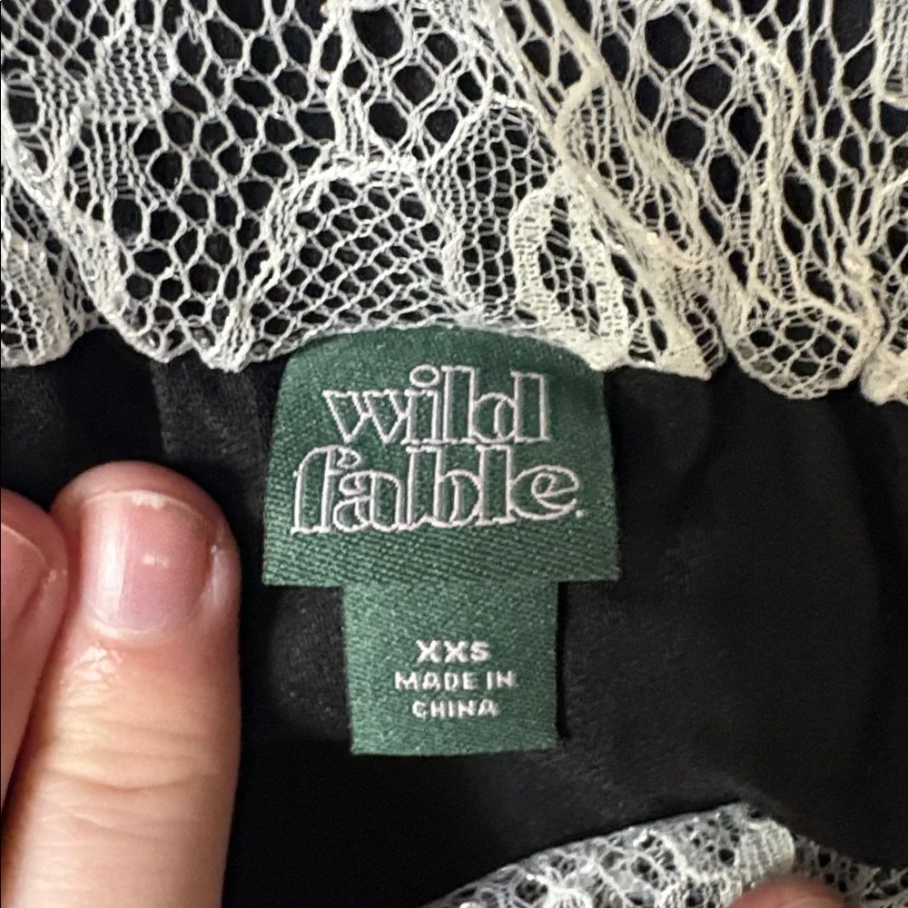 NWT Wild Fable Black With White Lace Trim Mini Skirt Size XXS